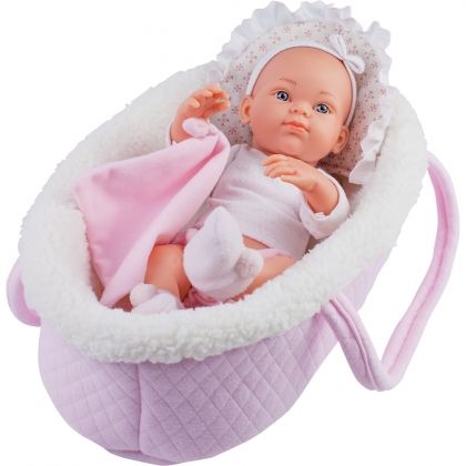 paola reina, кукла, кукла бебе в порт-бебе, порт-бебе,  роза, винил, кукличка, бебе, бебенце, детска, дете, игра, игри, играчка, играчки