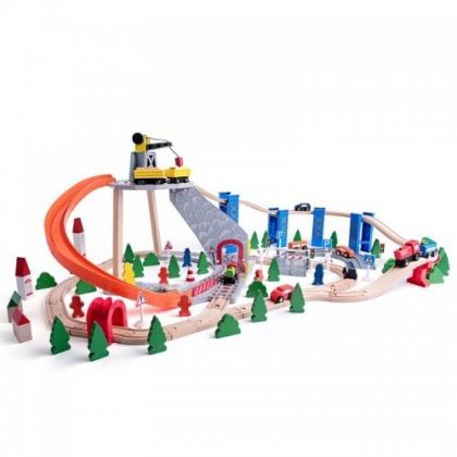 woody, дървени релси с влакове и аксесоари, дървени релси, аксесоари, релси, влак, влакове, кран, знаци, игра, игри, играчка, играчки