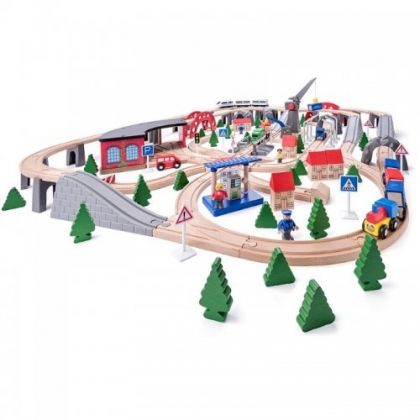 woody, дървени релси с влакове и аксесоари, дървени релси, индустриална зона, кран, кранове, аксесоари, релси, влак, влакове, кран, знаци, игра, игри, играчка, играчки