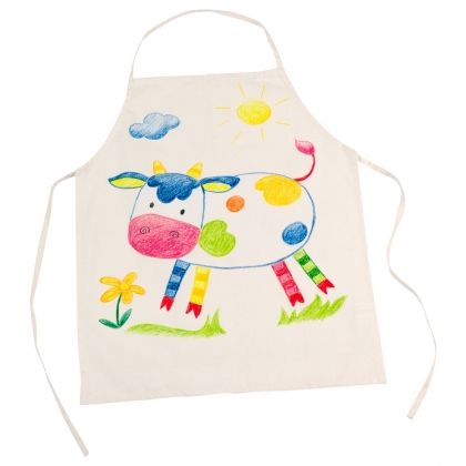 Goki - памучна престилка за оцветяване, рисуване, цветни мотиви, декорирана, игра в детската кухня, игра, игри, играчка , играчки