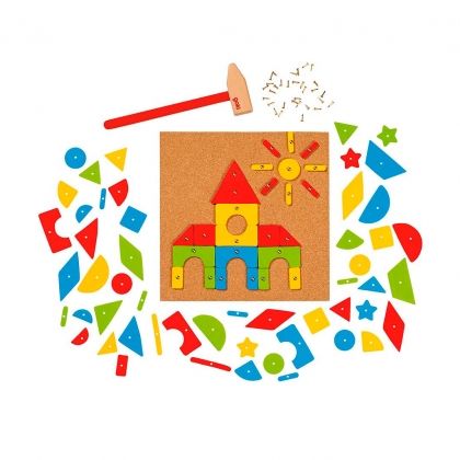Goki, мозайка с чук и пирончета, дървена играчка, образователна играчка, играчка, играчки, игри, игра