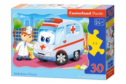 castorland, детски пъзел, доктор с линейка, доктор, лекар, линейка, спешна помощ, преглед,  картина, забавен пъзел, пъзел, пъзели, puzzle, puzzles