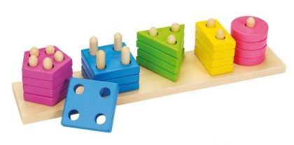 Goki, низанка форми и цветове, 5 цвята, дървена играчка, образователна играчка, играчка, играчки, игри, игра