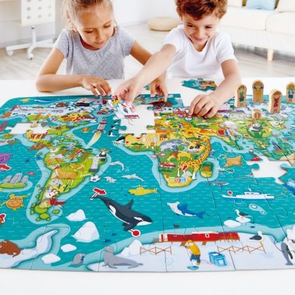 hape, пъзел и игра в едно, обиколка около света, образователен пъзел, забавен пъзел, карта на света, континенти, държави, страни, география, пъзел, пъзели, puzzle, puzzles