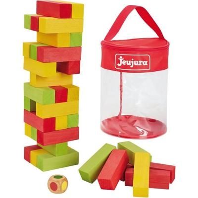 Jeujura, игра, за баланс, голяма, дървена, кула, дженга, зар, зарче, блок, блокче, игри, играчка, играчки