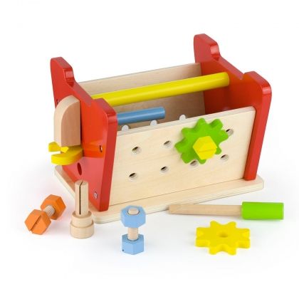 viga, дървена мини работилничка с инструменти, дървена работилница, кутия с инструменти, кутия, инструменти, гайки, винтове, отвертка, чук, гаечен ключ, дървена играчка, дървен комплект, игра, игри, играчка, играчки