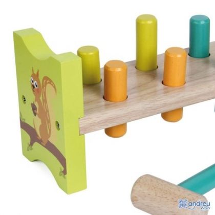 andreu toys, дървена игра с чукче, катеричка, дървена игра, игра с чукче, колчета, забавна игра, дървена игра, детска игра, игра, игри, играчка, играчки