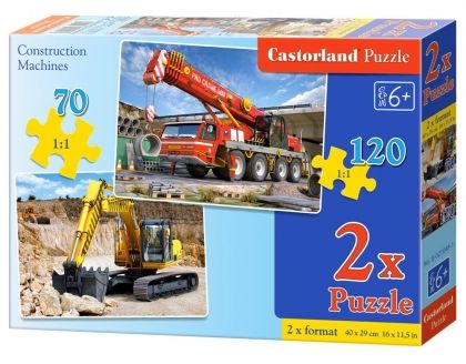 castorland, детски пъзел, 2 пъзела, строителни машини, трактор, кран, картина, забавен пъзел, пъзел, пъзели, puzzle, puzzles