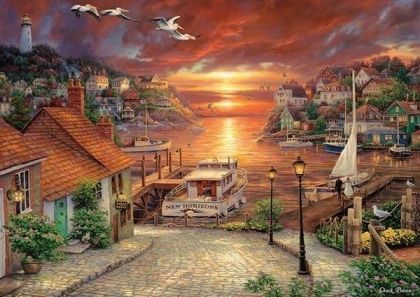 anatolian, нови хоризонти, езеро, слънчева пътека, градче, къщички, къща, забавен пъзел, картина, пъзел, пъзели, puzzle, puzzles