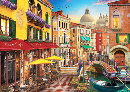 anatolian, кафене във венеция, венеция, кафе, кафене, канал, италия, забавен пъзел, картина, пъзел, пъзели, puzzle, puzzles