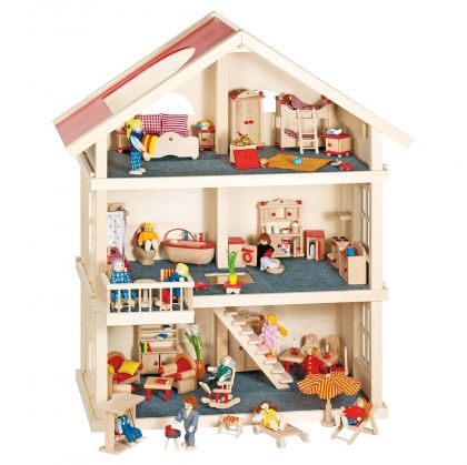 goki, дървена, за кукли, на 3 етажа, къща, за кукли, кукленска, куклена, къща, триетажна, за кукли, къщичка, от дърво,  образователна, играчка, играчка, играчки, игри, игра