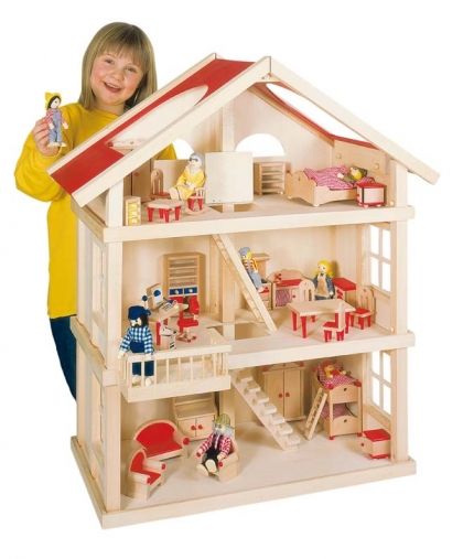 goki, дървена, за кукли, на 3 етажа, къща, за кукли, кукленска, куклена, къща, триетажна, за кукли, къщичка, от дърво,  образователна, играчка, играчка, играчки, игри, игра