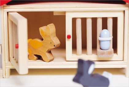 Goki, детска дървена играчка, зайчарник, къщичка за зайчета, образователна играчка, играчка, играчки, игри, игра