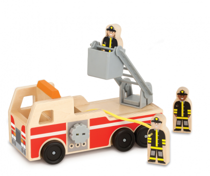 Melissa & Doug, дървена пожарна кола, пожарна кола с пожарникари, пожарникари, детска пожарна кола, пожарникар, пожар, спасявам, спасител 