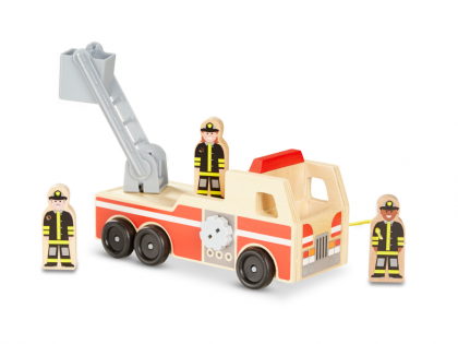 Melissa & Doug, дървена пожарна кола, пожарна кола с пожарникари, пожарникари, детска пожарна кола, пожарникар, пожар, спасявам, спасител 