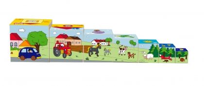 Woody - Детска дървена играчка - Кубчета с картинки