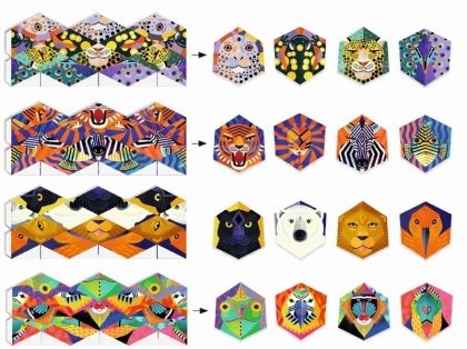djeco, творчески комплект, киригами, японско изкуство, изкуство с хартия, животни, творчество, игра, игри, играчка, играчки