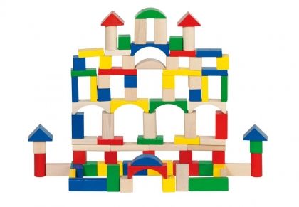 Goki, Дървен конструктор 100 части, конструктор от дърво, строител, дървена играчка, образователна играчка, играчка, играчки, игри, игра 