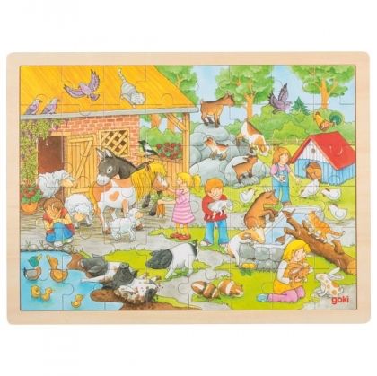 goki, дървен пъзел в рамка, дървен пъзел, рамка, пъзел в рамка, животни за гушкане, зоологическа градина, домашни животни, ферма, пъзел, пъзели, puzzle, puzzles
