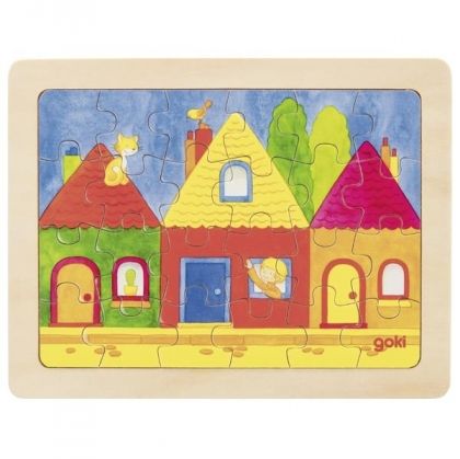 goki, дървен пъзел в рамка, 1000 цвята, много цветове, животни, къщички, превозни средства, забавен пъзел, дървен пъзел, детски пъзел, пъзел в рамка, пъзел, пъзели, puzzle, puzzles
