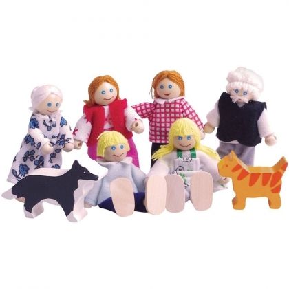 bigjigs, комплект дървени кукли, семейство, дървени кукли, дървени куклички, комплект кукли, комплект куклички, кукли от дърво, куклена къща, къща за кукли, кукли за къща, игра, игри, играчка, играчки