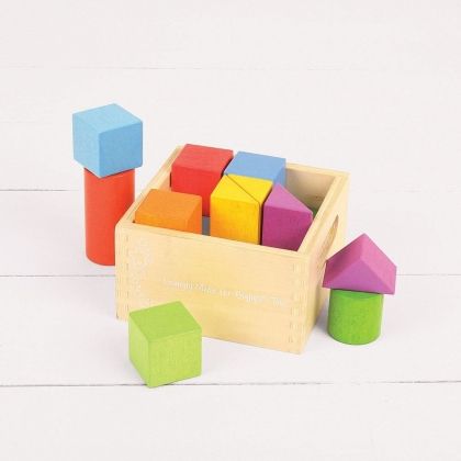 bigjigs, дървени многоцветни блокчета, геометрични фигури, цветовете на дъгата, дъга, многоцветни блокчета, дървени блокчета, блокчета за подреждане, конструктор, дървен конструктор, блокчета, игра, игри, играчка, играчки