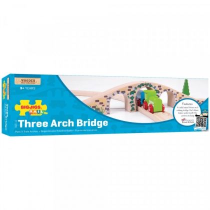 bigjigs, дървен мост с три арки, дървен мост, три арки, тунел, тунели, мост, жп релси, релси, игра, игри, играчка, играчки