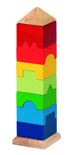 goki, низанка, кула, дървена, оцветена, форми, цветове, образователна играчка, дървена играчка, играчка, играчки, игри, игра