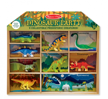 melissa & doug, комплект фигурки за колекция и игра, динозавърско парти, фигурки, динозаври, динозавър, праисторически, фигурка, игра, игри, играчка, играчки
