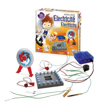 Buki France, комплект за експерименти, електричска работилница, комплект, експерименти, работилница, физика, електротехника, забавление, деца, игра, игри, играчка, играчки