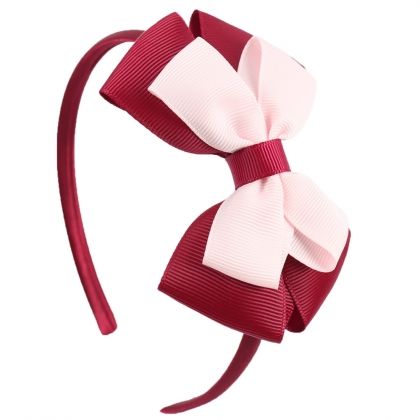 диадема, с панделка, панделки, два цвята, червена, червено, червени, светло червена, аксесоар, аксесоари, за, коса, диадеми, подарък, подаръци, headband