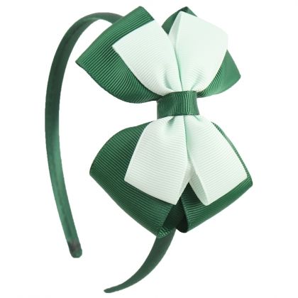 диадема, с панделка, панделки, два цвята, зелена, зелени, зелено, светло зелено, аксесоар, аксесоари, за, коса, диадеми, подарък, подаръци, headband