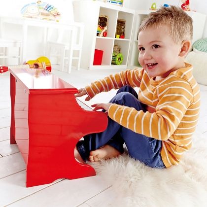 hape, дървено пиано, червено, пиано от дърво, детско пиано, пиано за деца, червено пиано, музикален инструмент, игра, игри, играчка, играчки