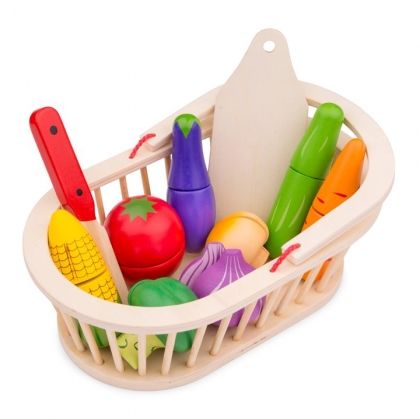 New Classic Toys, дървена игра, кошница, кошница със зеленчуци, зеленчуци, нож, дъска, игра, игри, играчка, играчки 