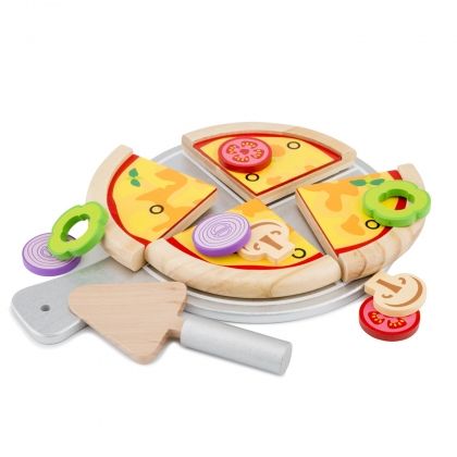 New Classic Toys, дървена игра, пица, вегетарианска пица, комплект за пица, хранене, игра, игри, играчка, играчки