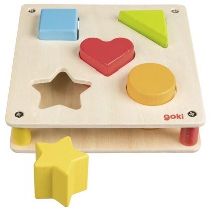goki, дървена кутия за сортиране, кутия за сортиране, сортер, дървен сортер, форми, фигури, игра, игри, играчка, играчки