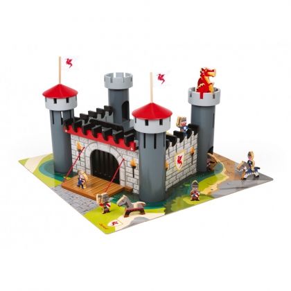janod, Картонен замък за сглобяване, Замъкът на дракона, картонен замък, сглобяем замък, замък за сглобяване, играчка за сглобяване, рицар, рицари, дракон, игра, игри, играчка, играчки