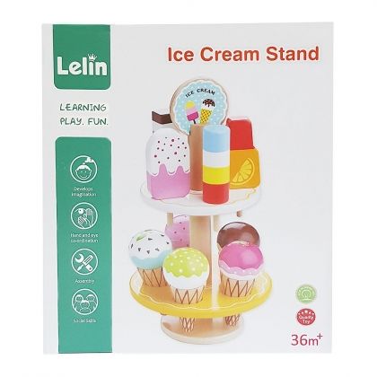 lelin, дървена стойка за сладоледи, дървена стойка, стойка за сладолед, стойка за сладоледи, сергия, магазин, игра, игри, играчка, играчки
