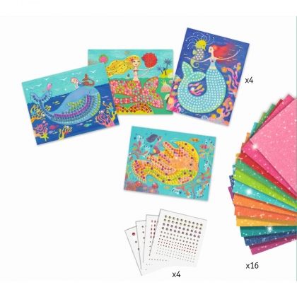 djeco, комплект мозайки, мозайки, детска мозайка, русалки, русалка, мозайка за деца, картини, творчески комплект, творчество, стикери