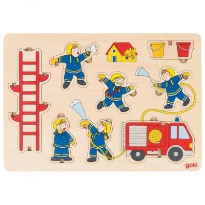 goki, дървен стоящ пъзел, пожарна, пожарникари, дървен пъзел, стоящ пъзел, триизмерен пъзел, 3D пъзел, puzzle, puzzles, пъзел, пъзели