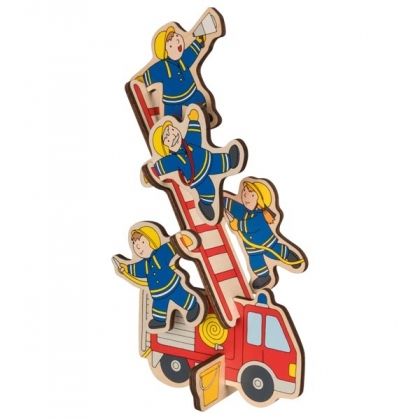 goki, дървен стоящ пъзел, пожарна, пожарникари, дървен пъзел, стоящ пъзел, триизмерен пъзел, 3D пъзел, puzzle, puzzles, пъзел, пъзели