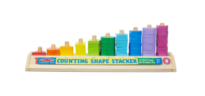 melissa & doug, дървена цветна низанка с цифри и форми, дървена низанка, играчка за нанизване, цветна низанка, цифри, форми, цветове, математика, нанизване, игра, игри, играчка, играчки