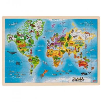 goki, дървен пъзел в рамка, свят, континенти, океани, животни, държави, география, забавен пъзел, образователен пъзел, пъзел, пъзели, puzzle, puzzles