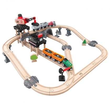 Hape, жп станция, конструктор с влакове, дървена игра, игра за сглобяване,  игра, игри, играчка, играчки