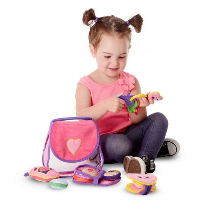 melissa & doug, плюшена чантичка с аксесоари, плюшена чанта, плюшена чантичка, чанта с аксесоари, момичешка чантичка, игра, игри, играчка, играчки