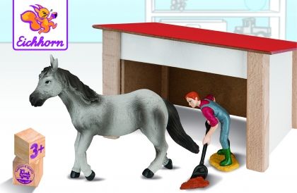 eichhorn, дървена конюшня, кон, конче, конюшня, обор, конски обор, ездач, ездачка, коне, игра, игри, играчка, играчки
