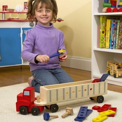 melissa & doug, Сглобяем комплект с гайки и болтове, Голямо камионче, камион, камионче, сглобяема играчка, сглобяем комплект, гайки и болтове, дървен комплекта, игра, игри, играчка, играчки