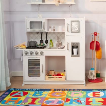 melissa & doug, дървена кухня, кухнята на главния готвач, облак, бяла кухня, кухня, детска кухня, кухня за деца, готвене, игра, игри, играчка, играчки