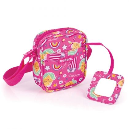 Gabol, чантичка за през рамо с огледало, еднорози, чанта, чанти, чантичка, чанта за момиче, детска чанта, момиче, момичета