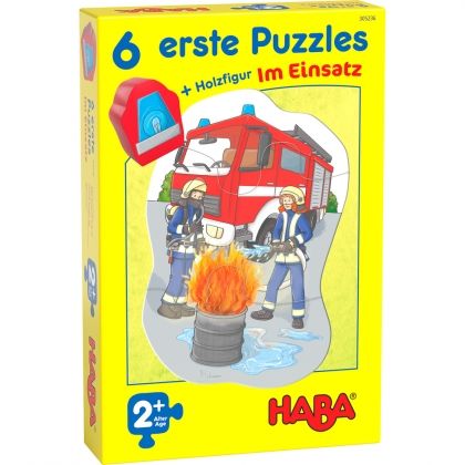 Haba, Комплект от шест пъзела и фигурка, пожарникари, пожарна, пожарникар, детски пъзел, образователен пъзел, пъзел, пъзели, puzzle, puzzles
